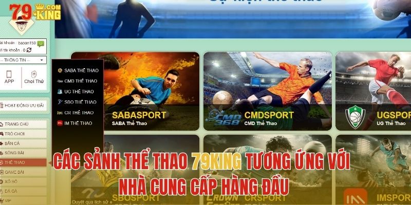 Các sảnh tương ứng với nhà cung cấp thể thao hàng đầu