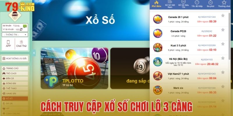 Cách truy cập xổ số chơi lô 3 càng